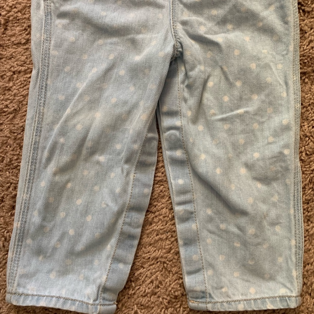 OshKosh B’gosh Infant Baby Polka Dotted Denim Overalls - Picture 3 of 13